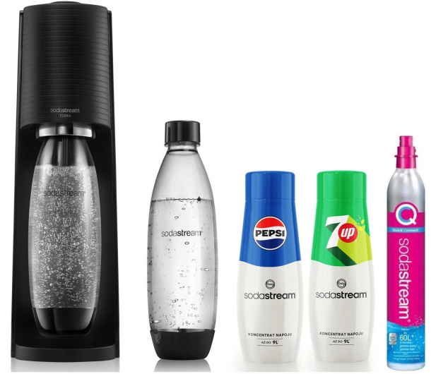 SodaStream Saturator Terra 2 butelki czarny +syrop Pepsi 440ml+syrop 7U - 1511770 - zdjęcie